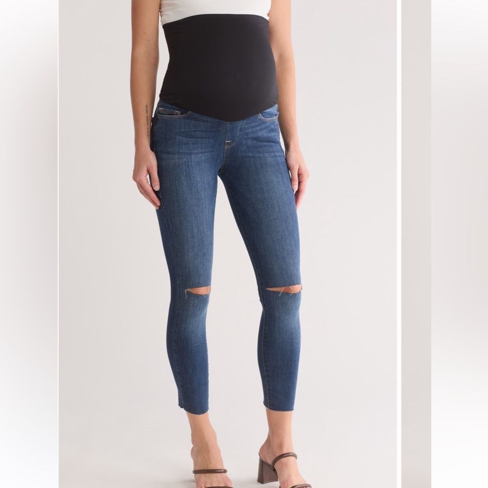 Good American The Home Stretch Ankle Crop Maternity Jeans Size 6/28
